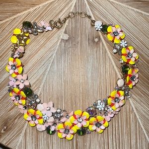 J. Crew Fun Floral Yellow & Pink Flower Necklace